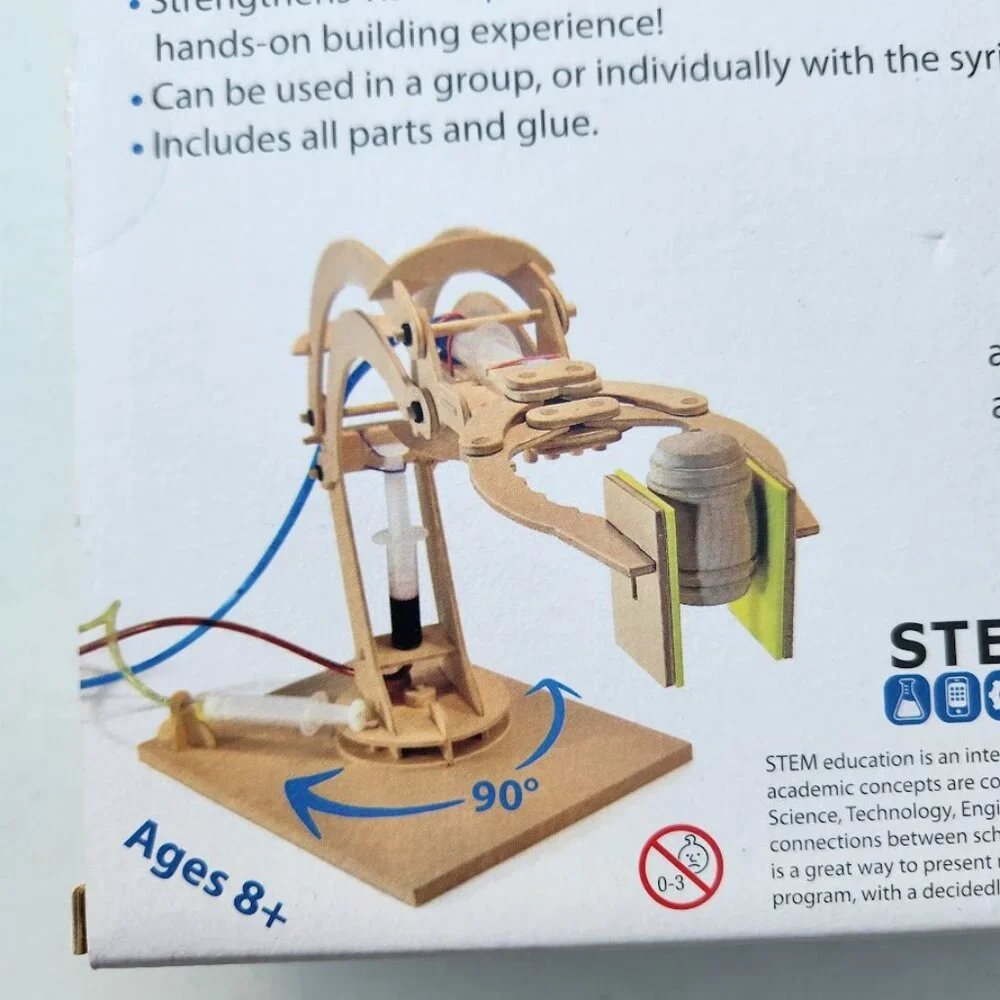 NEW PATHFINDERS STEM Kit Hydraulic Robotic Arm |Wooden Building STEM Kit Toy Mec